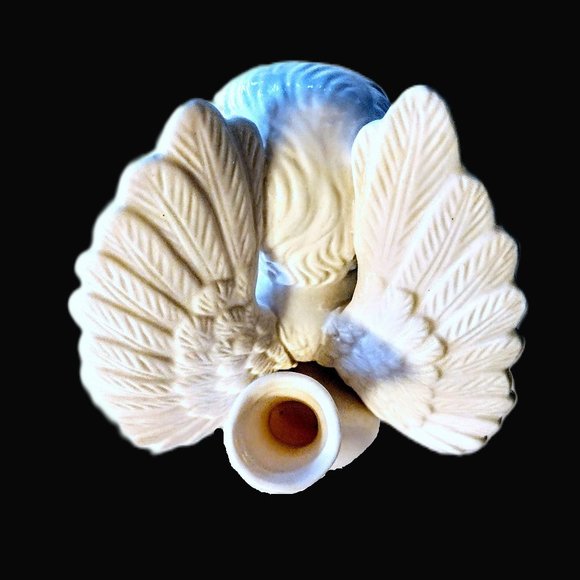 Vintage White Ceramic Angel Cherub Bud Vase ~ 6" Sitting w/Wings Extended ~ EVC! - Picture 4 of 9